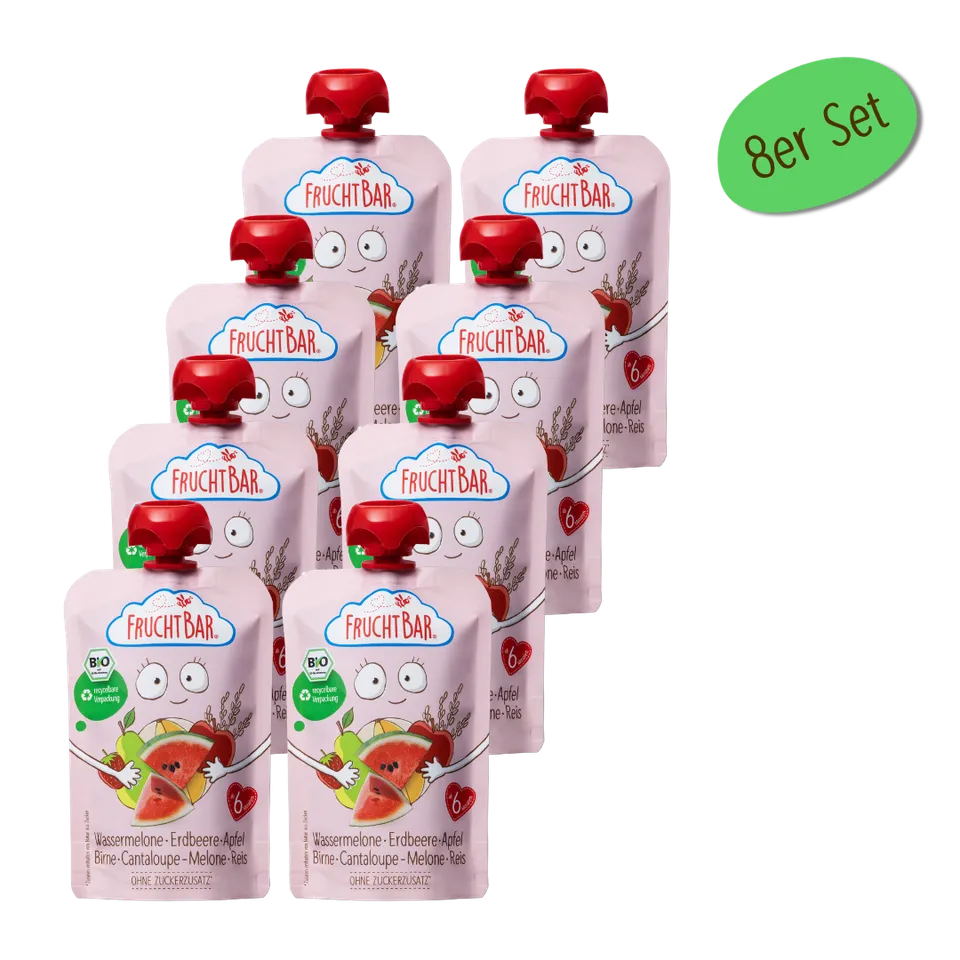 FruchtBar Bio Quetschies gourde bébé pastèque fraise pomme riz