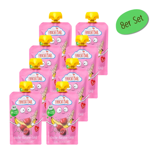FruchtBar Bio Quetschies gourde cerise banane semoule