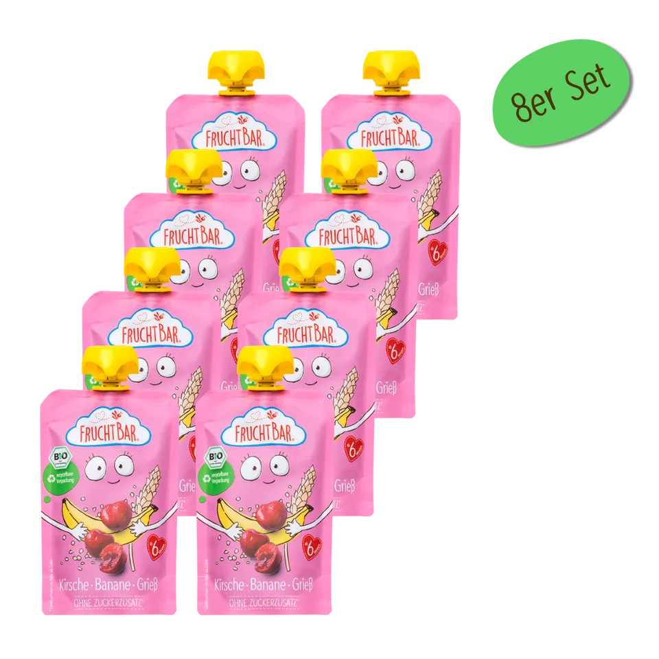 FruchtBar Bio Quetschies gourde cerise banane semoule