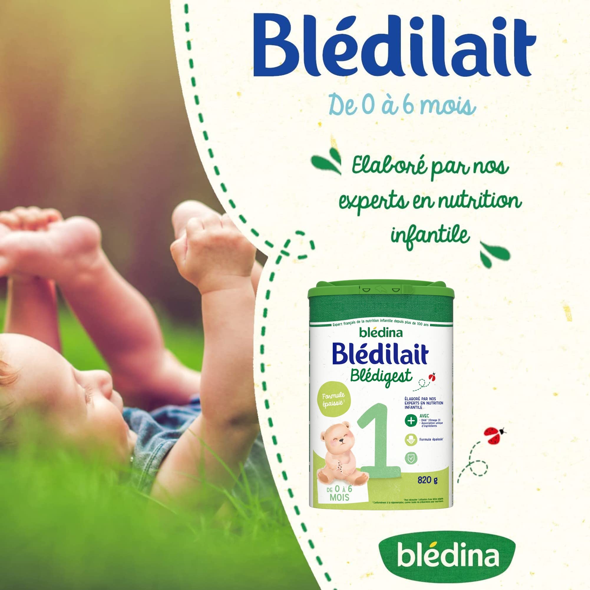 Blédina Blédilait Blédigest 1 lait nourrisson 0-6 mois 3x820g