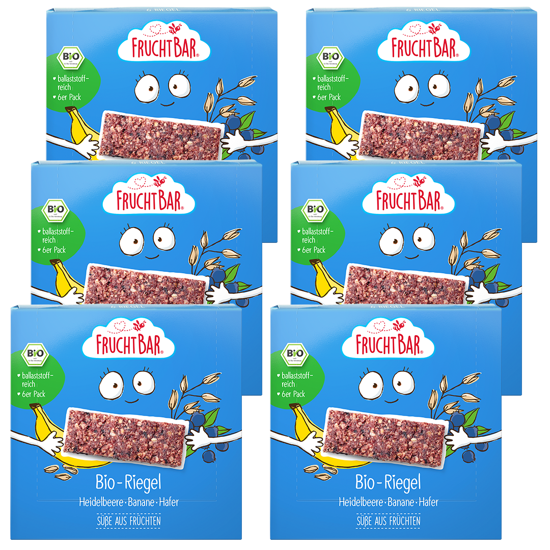 FruchtBar Bio Riegel myrtille banane avoine barre bio pièce