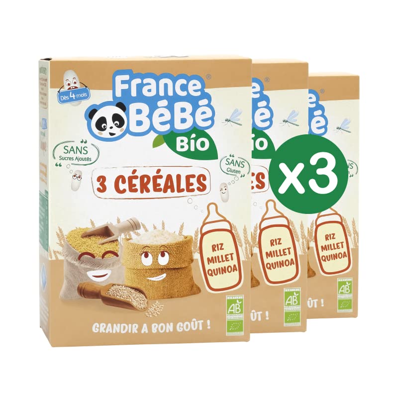 France Bébé Céréales 3 Céréales bio 4 mois 3x200g