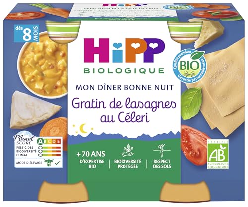 HiPP Menus du Soir Lasagnes Céleri petit pot bébé bio lot 12