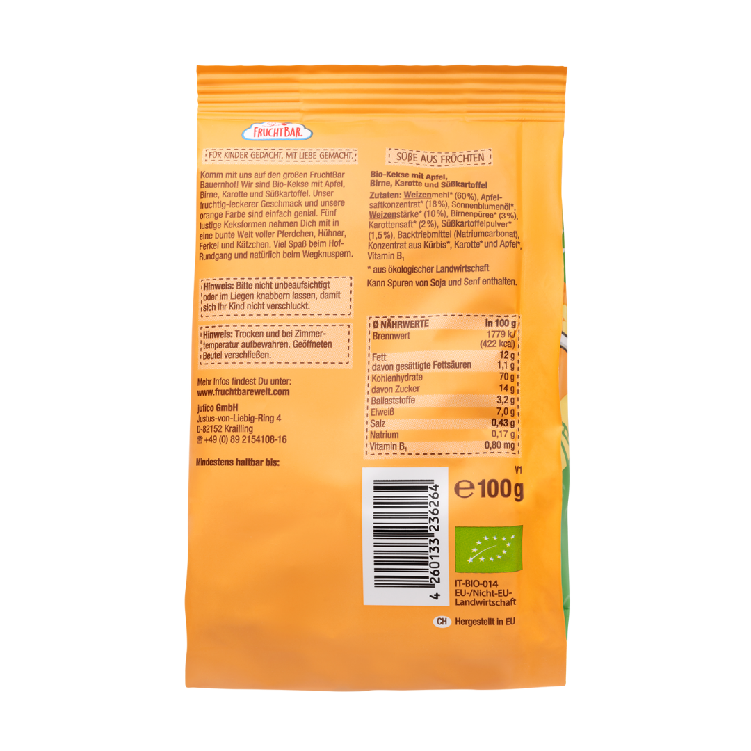 FruchtBar Bio Kekse biscuits bébé pomme poire à l'unité 8 mois