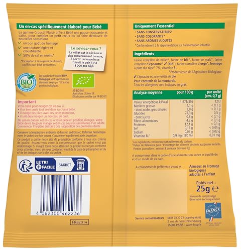 HiPP Goûters Anneaux Fromage Bio 25 g Parmesan