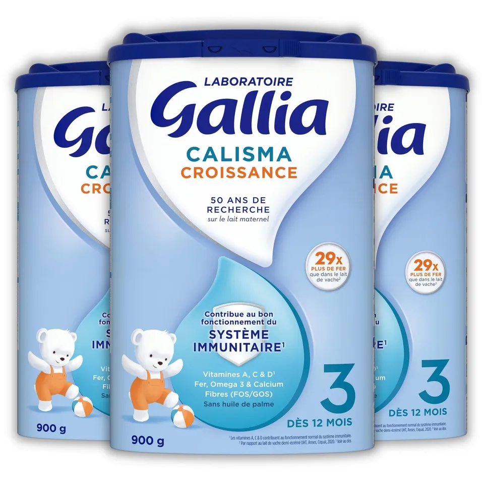 Gallia Calisma 3 Lait en Poudre Croissance 12 Mois 900g x3 au Fer