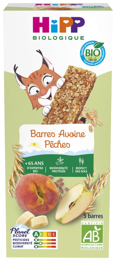 HiPP Goûters Barres Avoine Pêche Snack 5x20g Bio