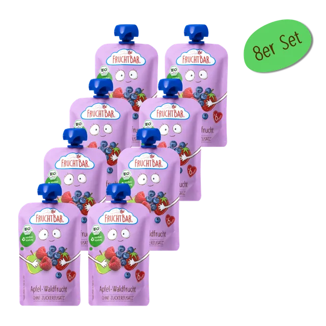 FruchtBar Bio Quetschies Pomme Fruits des bois gourde bébé bio