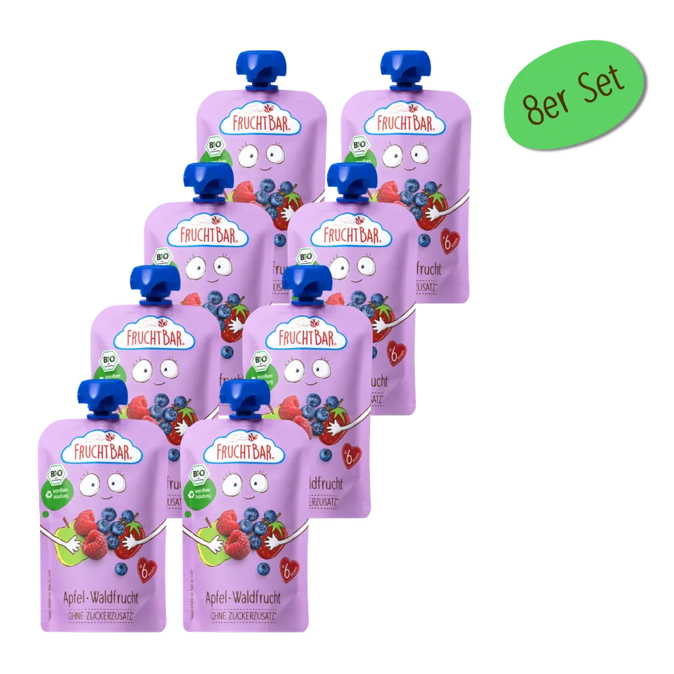 FruchtBar Bio Quetschies Pomme Fruits des bois gourde bébé bio