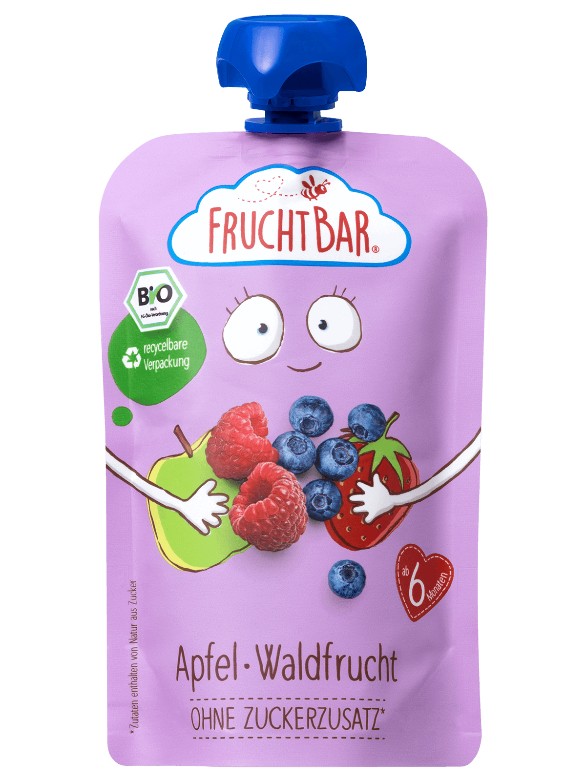 FruchtBar Bio Quetschies Pomme Fruits des bois gourde bébé bio