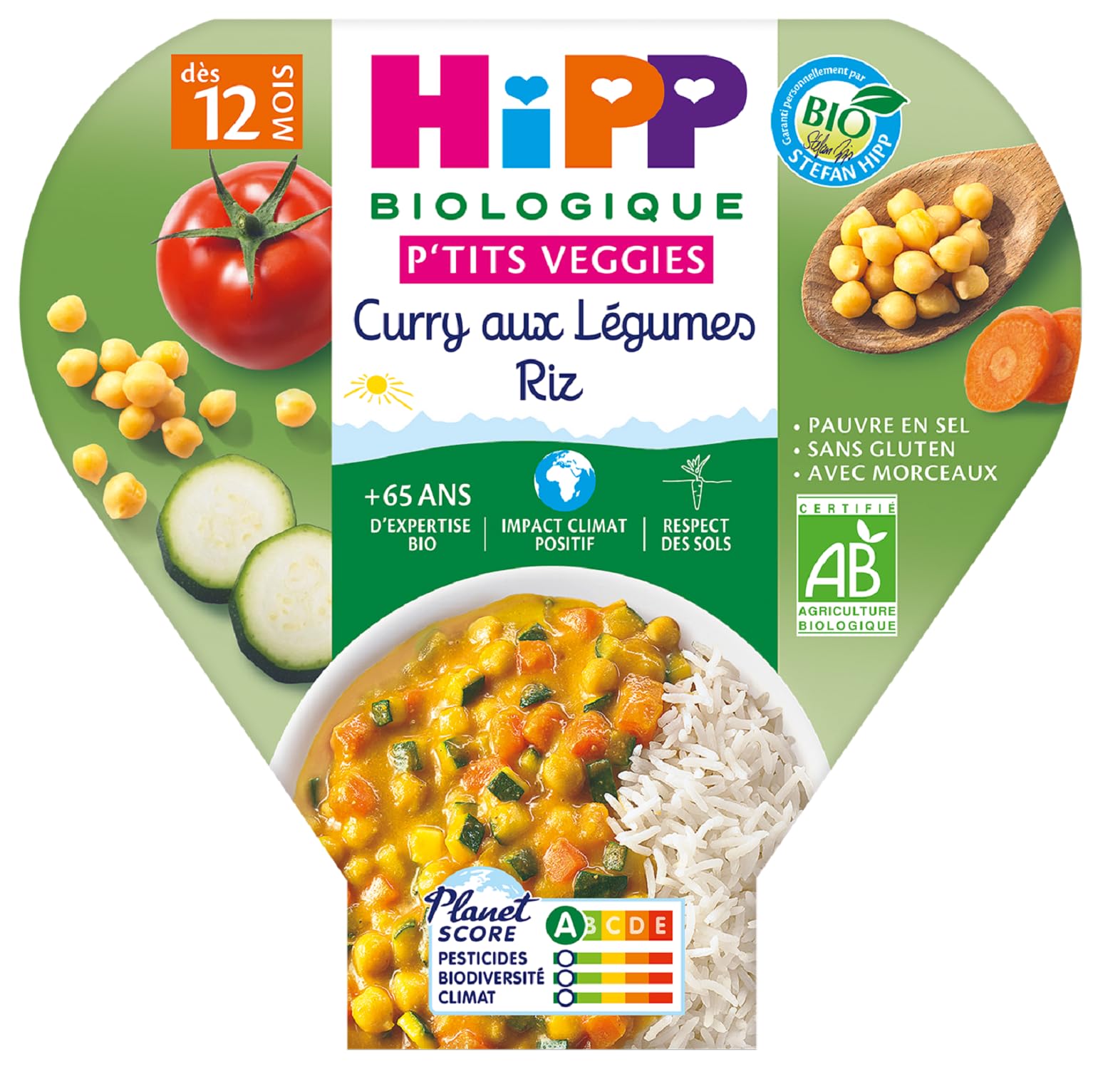 HiPP P'tits Veggies Curry Légumes Riz assiette 230g