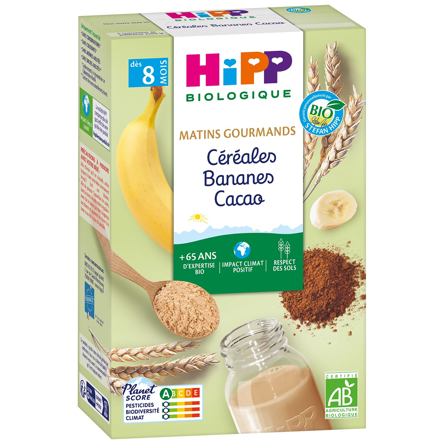 HiPP Céréales Banane Cacao Bébé 8 Mois Bio 6x250g