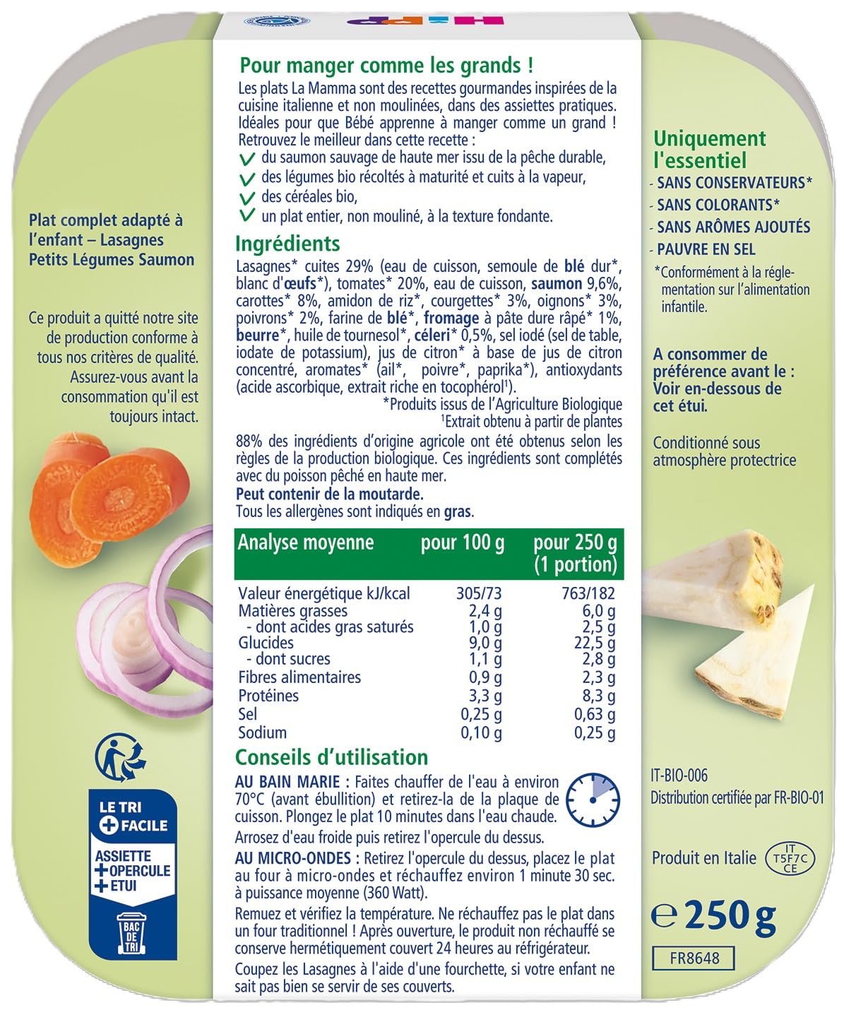 HiPP La Mamma plat bébé lasagnes saumon 15 mois 6x250g