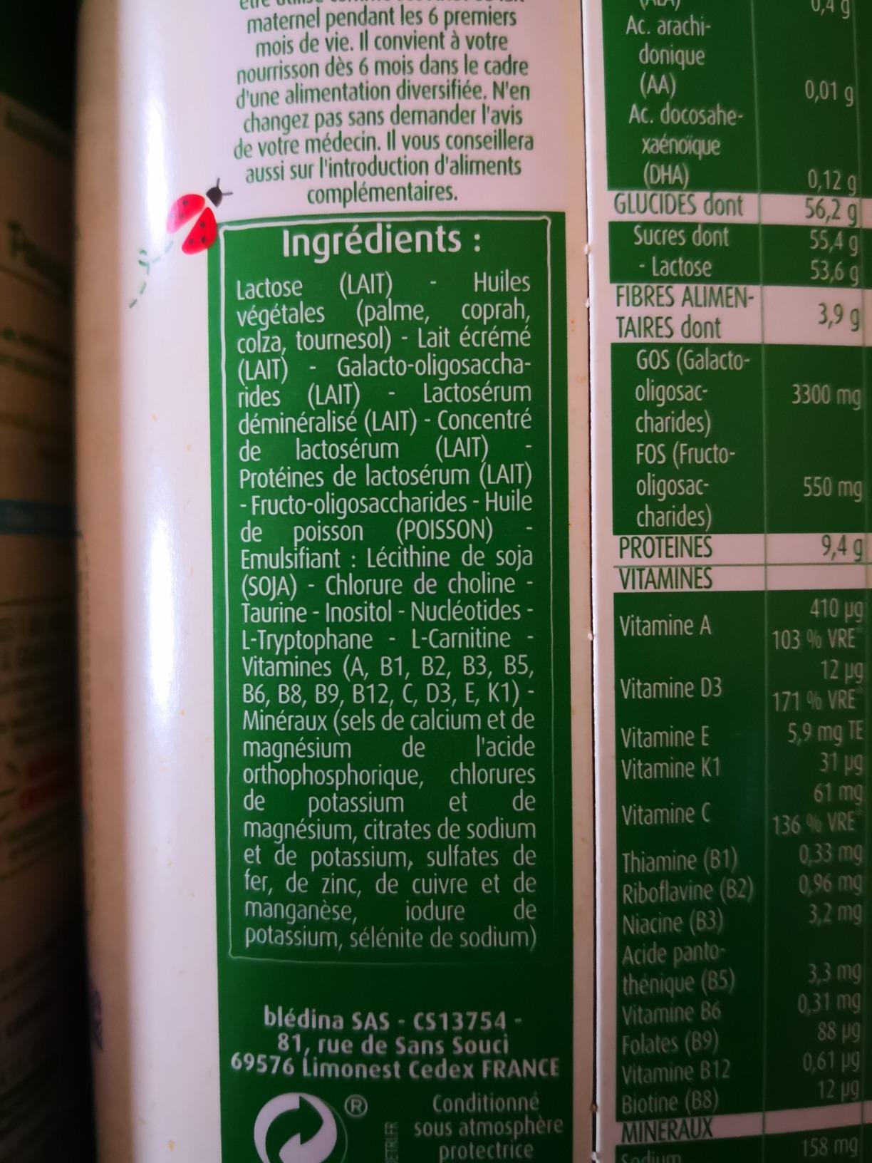 Blédina Blédilait 2 Lait en Poudre 6-12 Mois 900g x3 au DHA