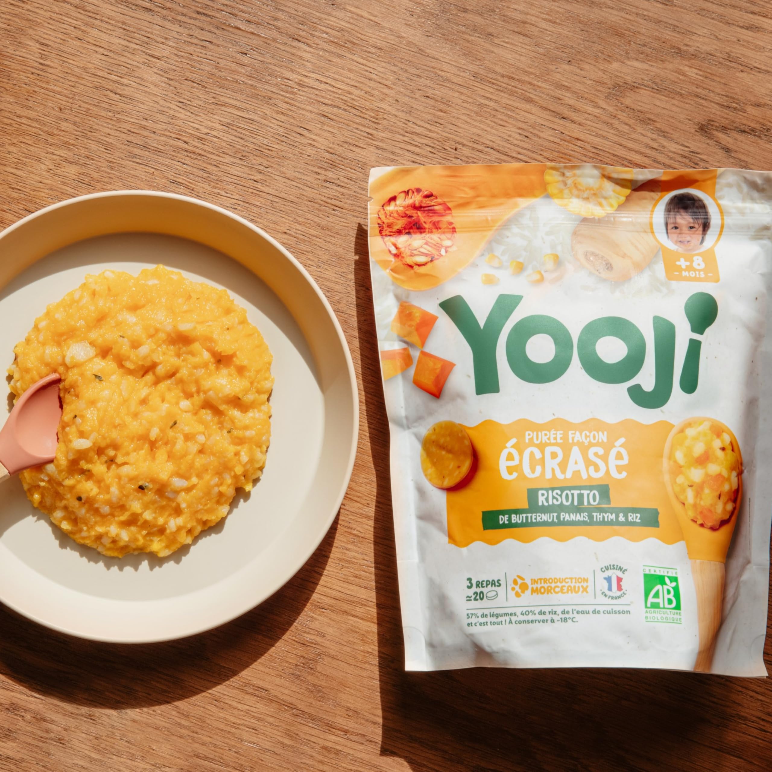 Yooji Écrasé Risotto purée bébé bio 8 mois 3x400g
