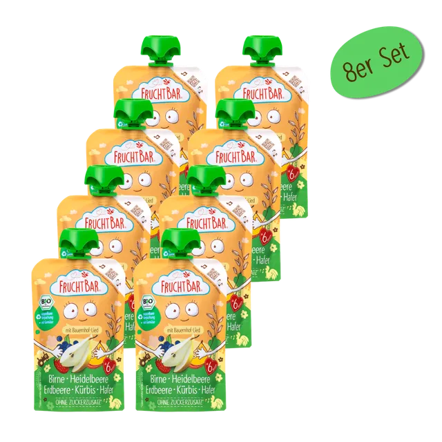 FruchtBar Bio Quetschies gourde poire myrtille fraise potiron avoine