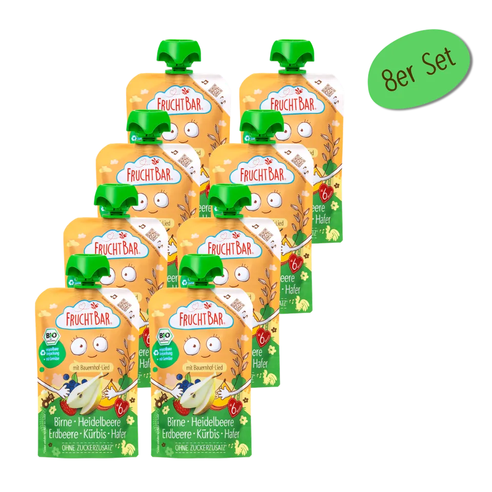 FruchtBar Bio Quetschies gourde poire myrtille fraise potiron avoine