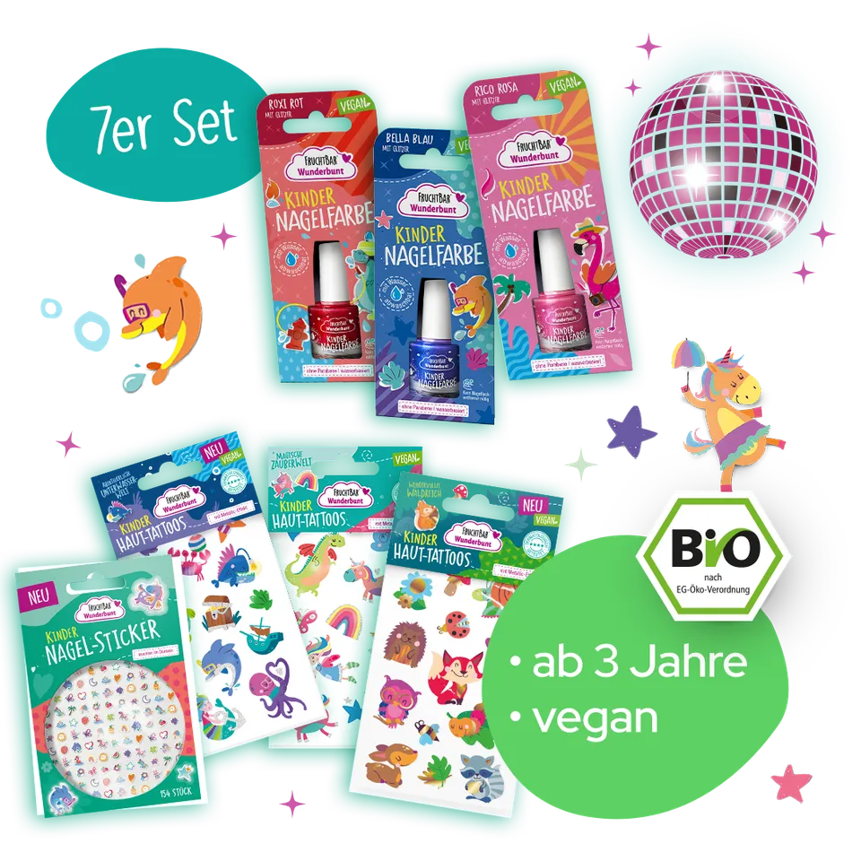 FruchtBar Geschenke Wunderbunt Set Deluxe coffret vernis tattoos