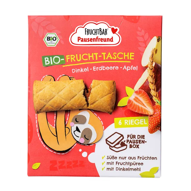 FruchtBar Bio Snacks poche épeautre fraise pomme 3 ans à l'unité