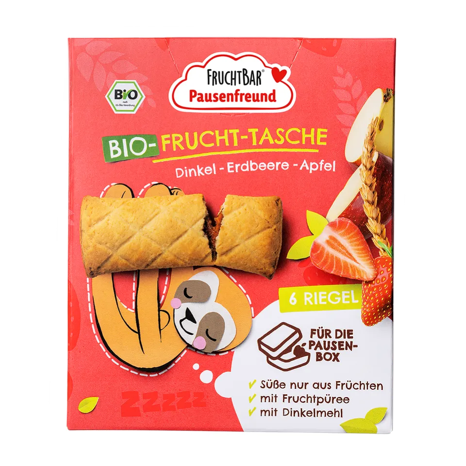 FruchtBar Bio Snacks poche épeautre fraise pomme 3 ans à l'unité