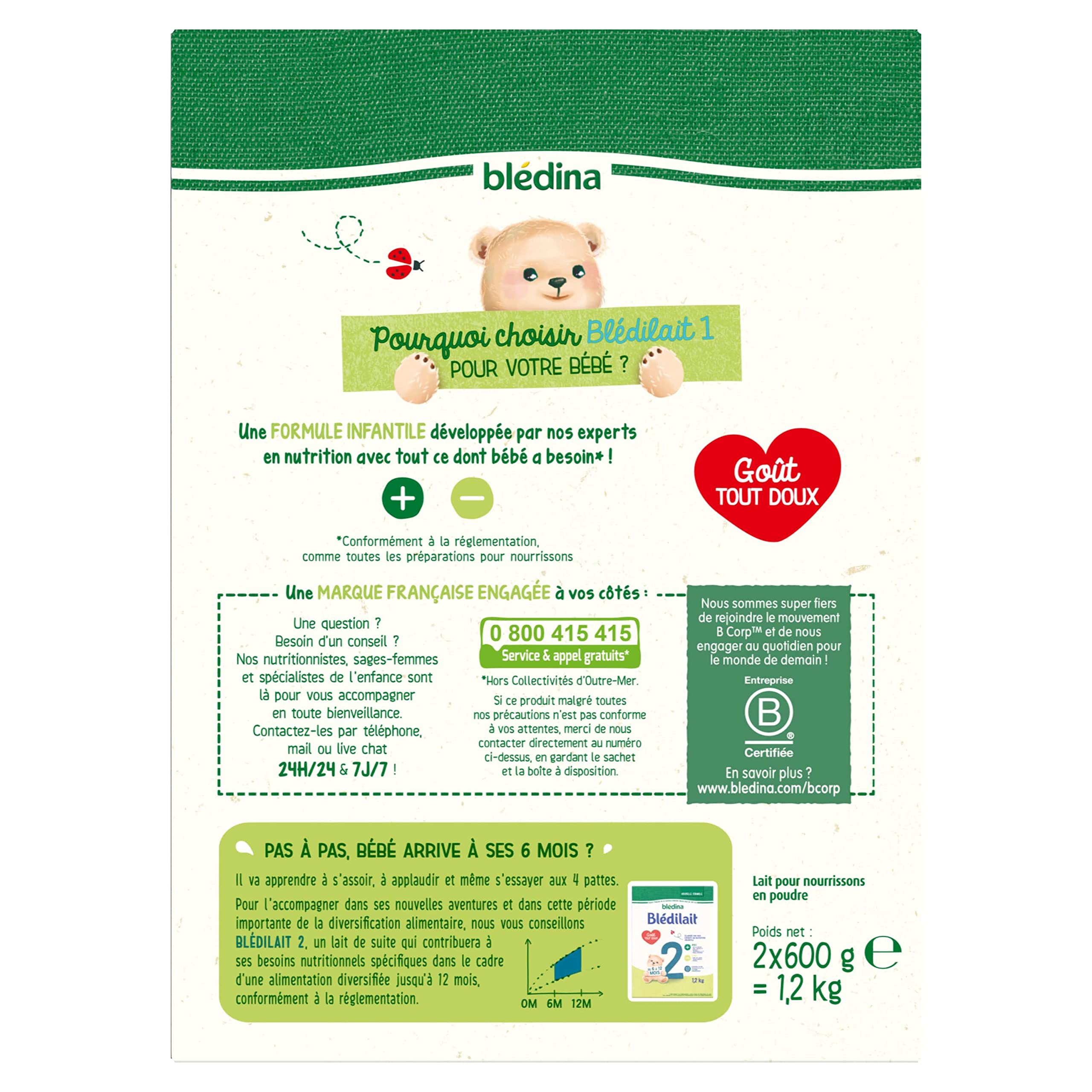 Gallia Blédilait 1 lait poudre bébé 0-6 mois 3x1,2kg