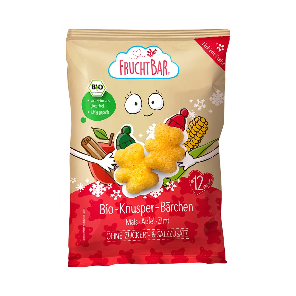 FruchtBar Bio Snacks Knusper Bärchen snack pomme banane