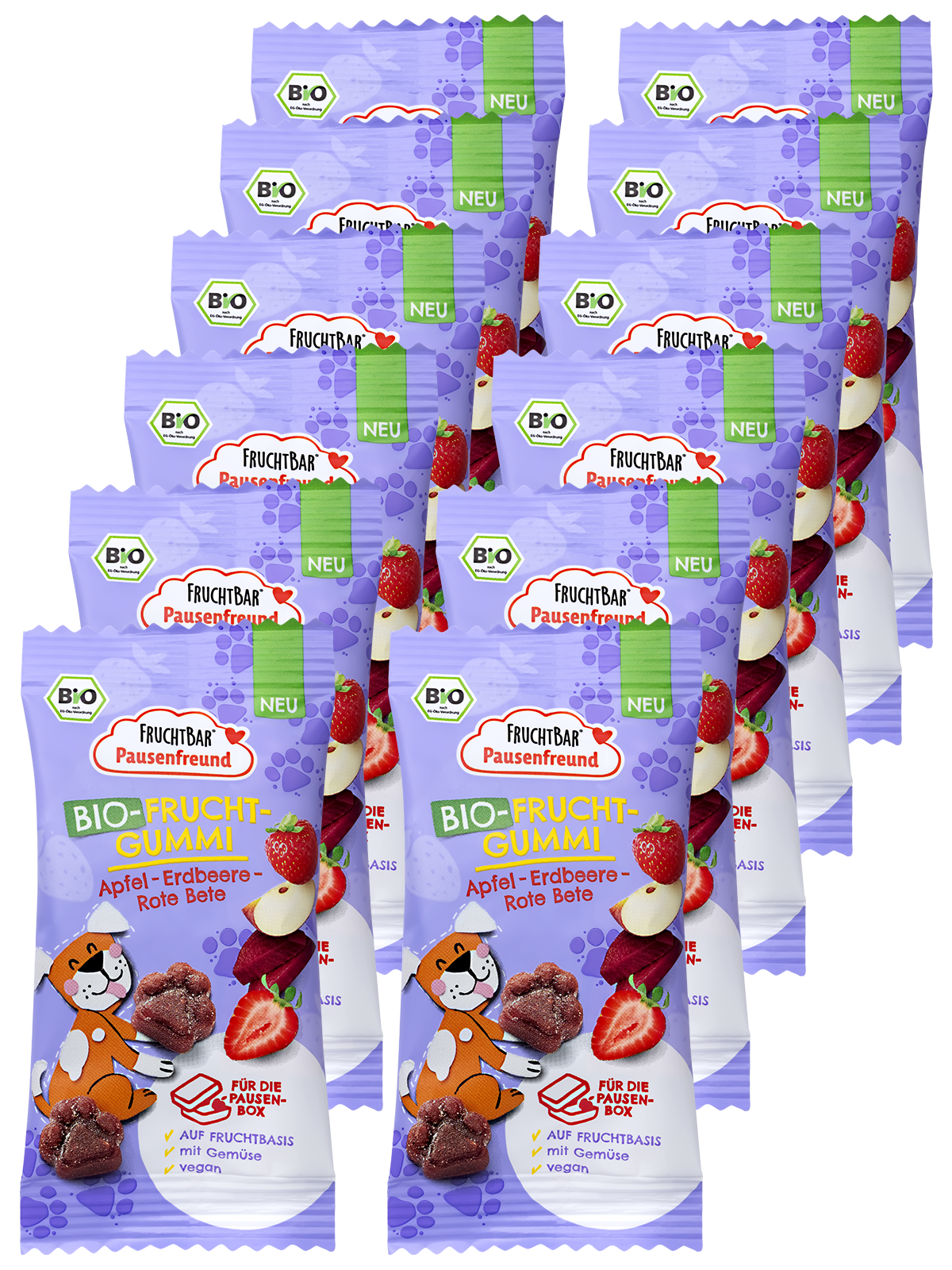 FruchtBar Bio Snacks Fruchtgummi bonbon fruit bio vegan 3 ans