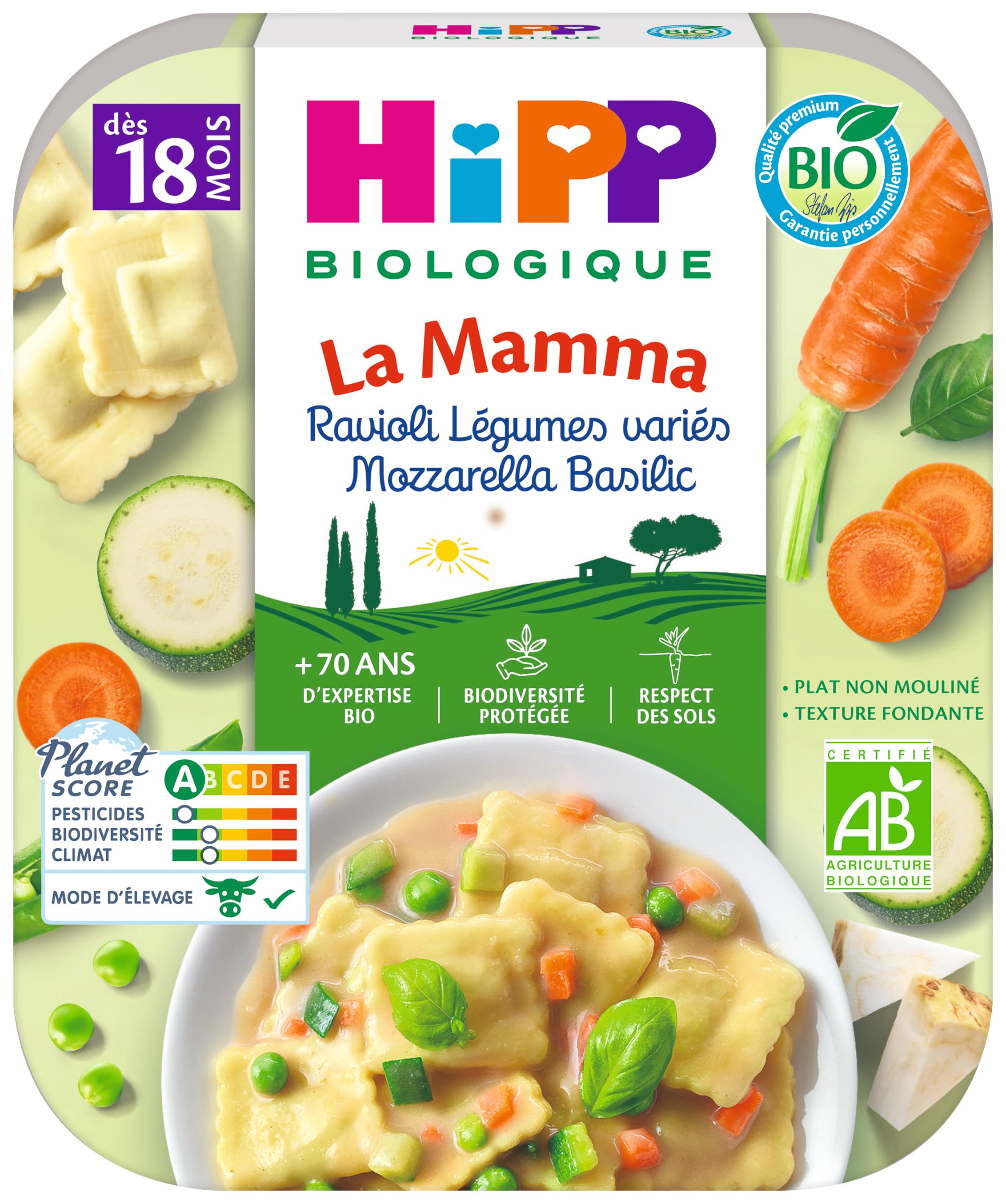 HiPP La Mamma Ravioli Légumes assiette bébé bio 6x250g