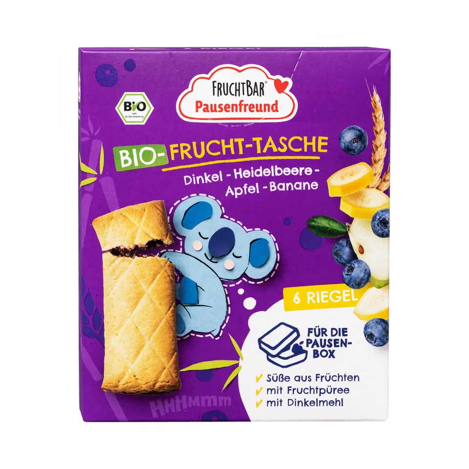 FruchtBar Bio Snacks Frucht Tasche poche fruit myrtille pièce