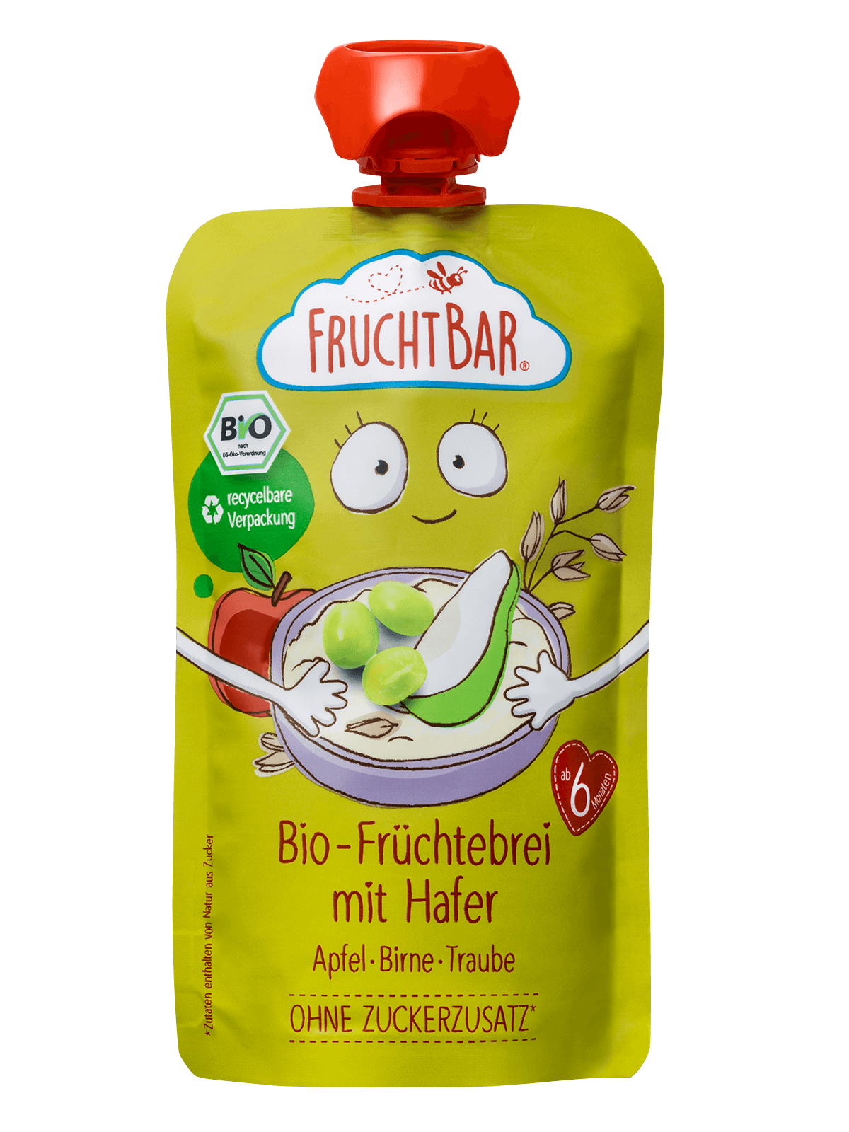 FruchtBar Bio Quetschies gourde bébé pomme poire raisin avoine 120g