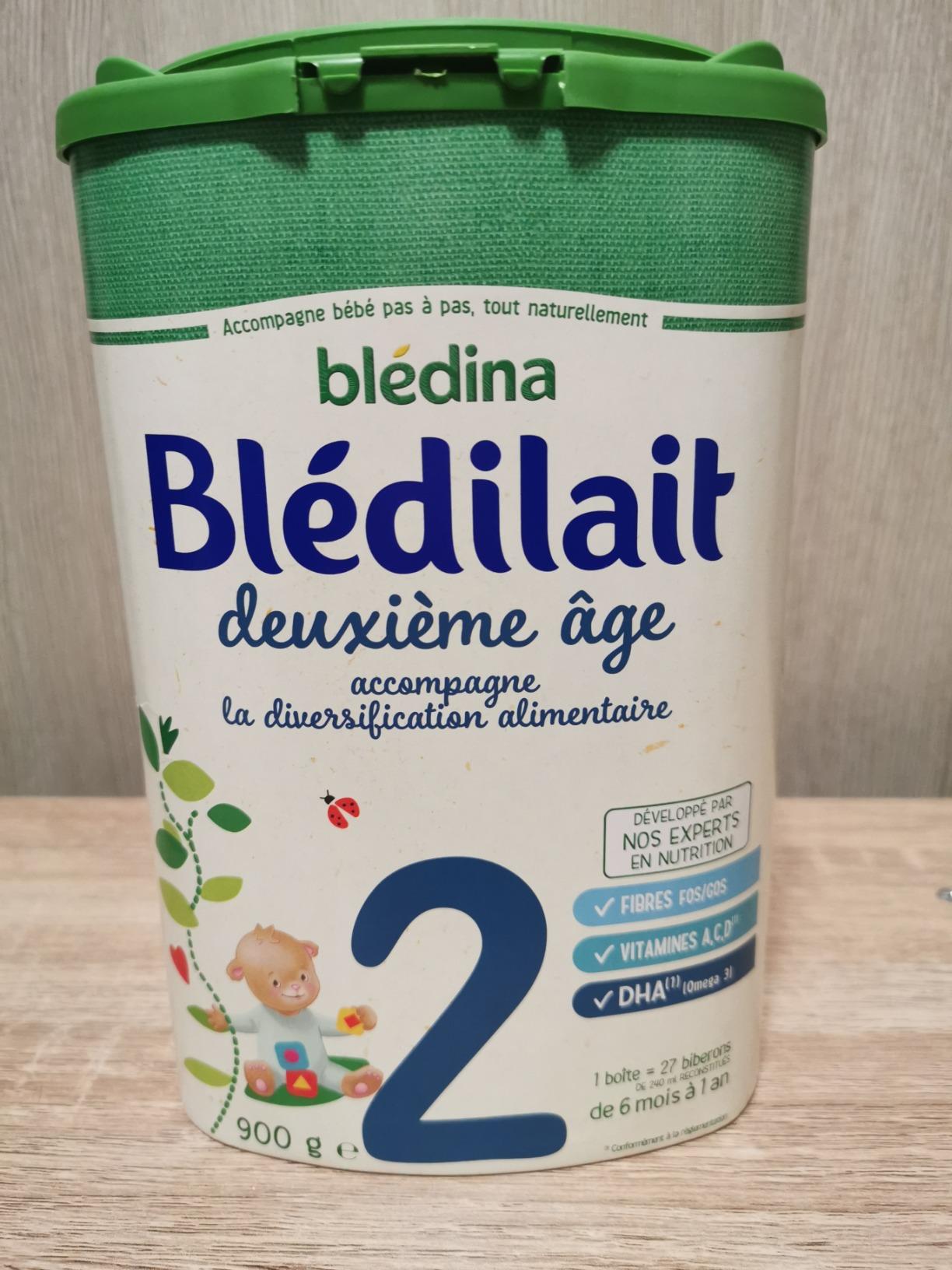 Blédina Blédilait 2 Lait en Poudre 6-12 Mois 900g x3 au DHA