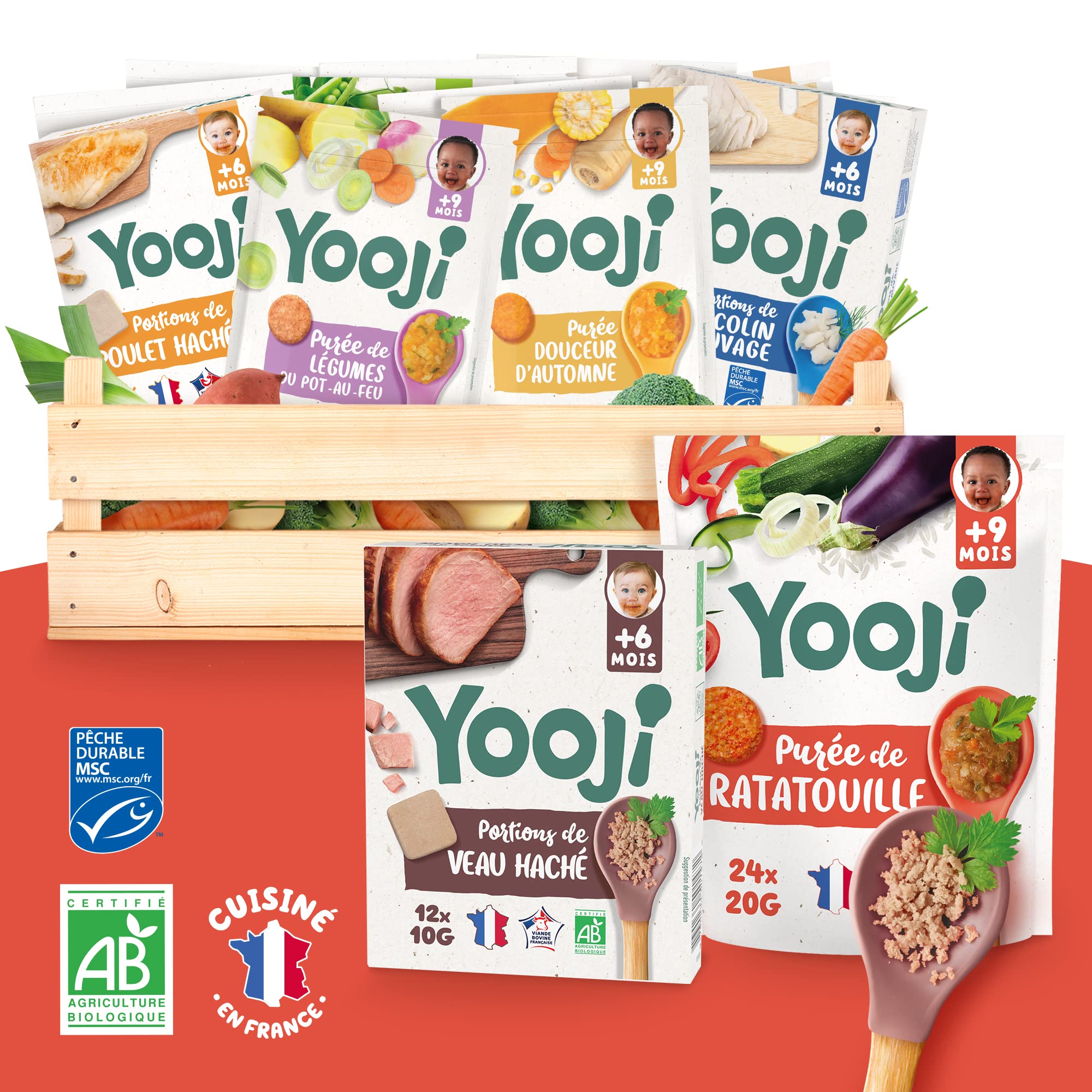 Yooji Purée légumes fondants repas bébé bio 9 mois pack 13