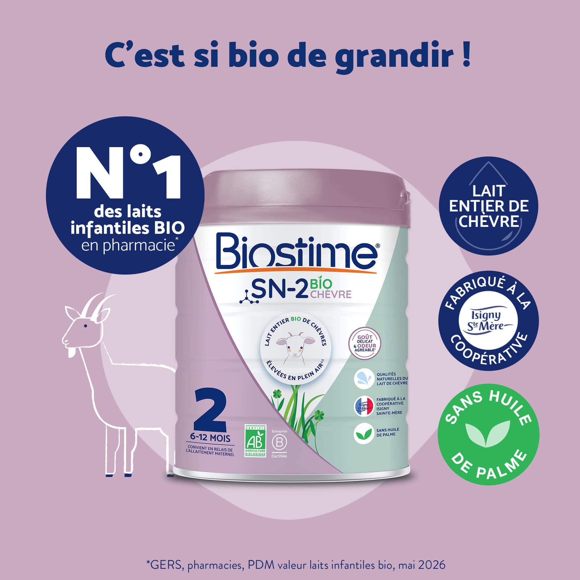 Biostime SN-2 Bio Chèvre Lait 2ème Âge bio 1 boîte