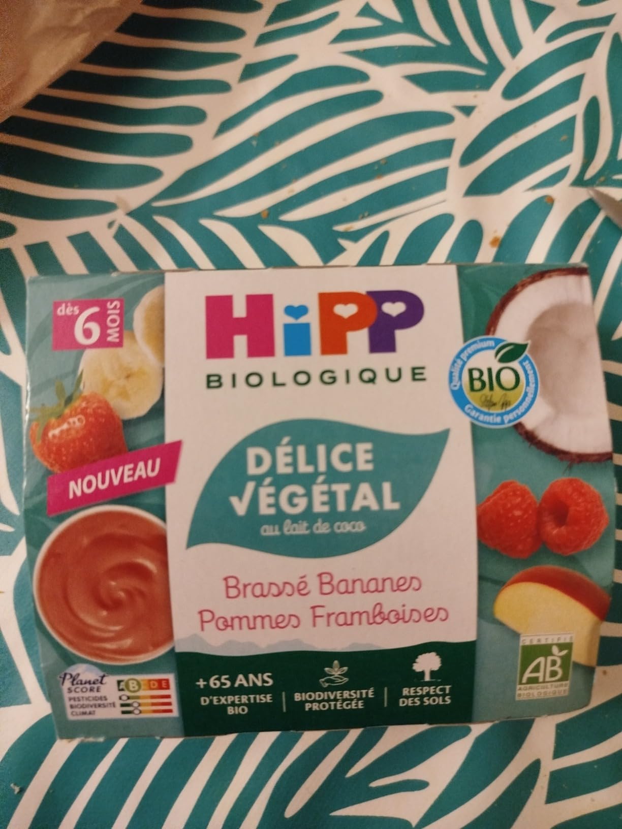 HiPP Délice Végétal Pomme dessert bébé coco 4x100g