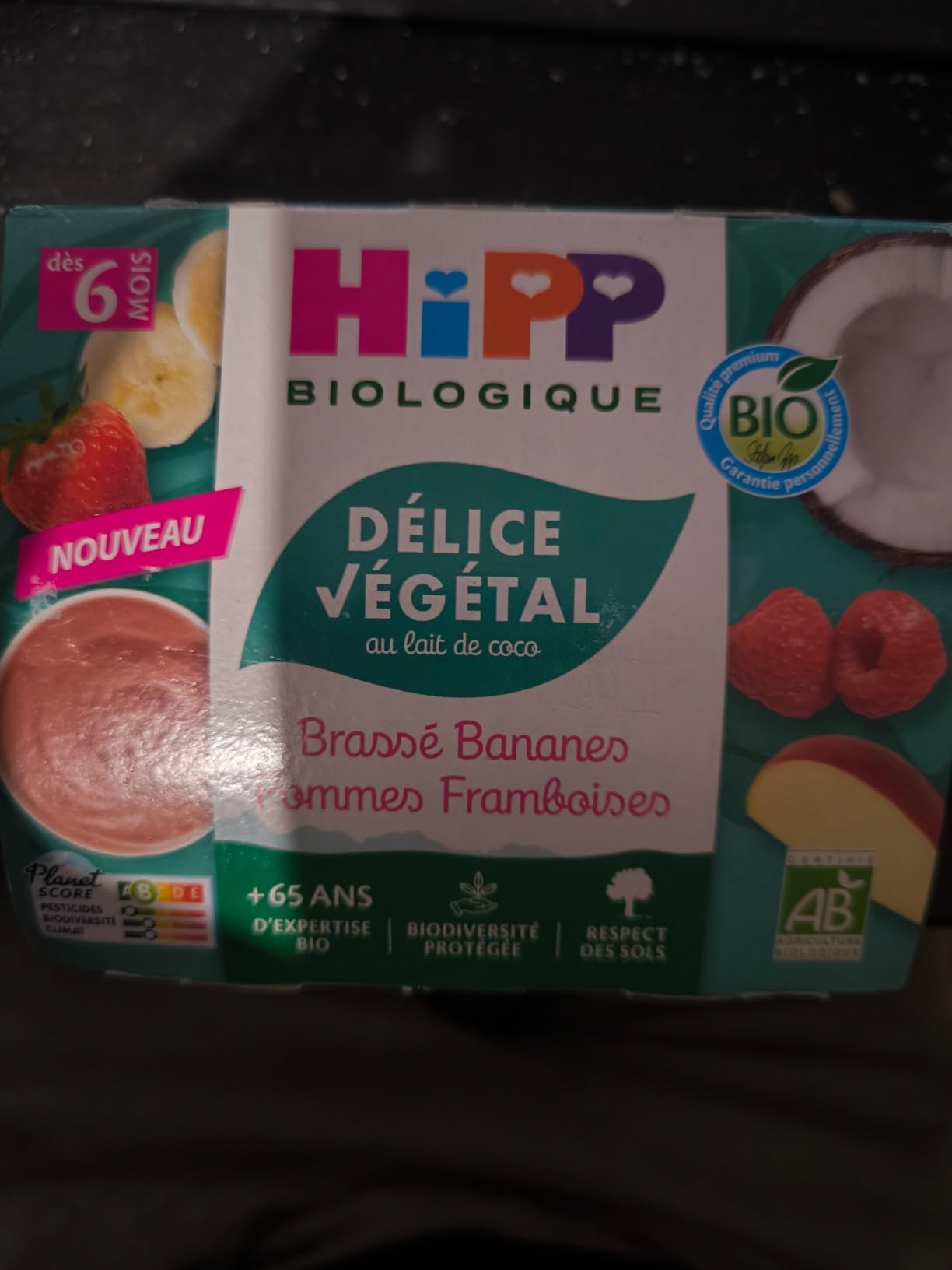 HiPP Délice Végétal Pomme dessert bébé coco 4x100g