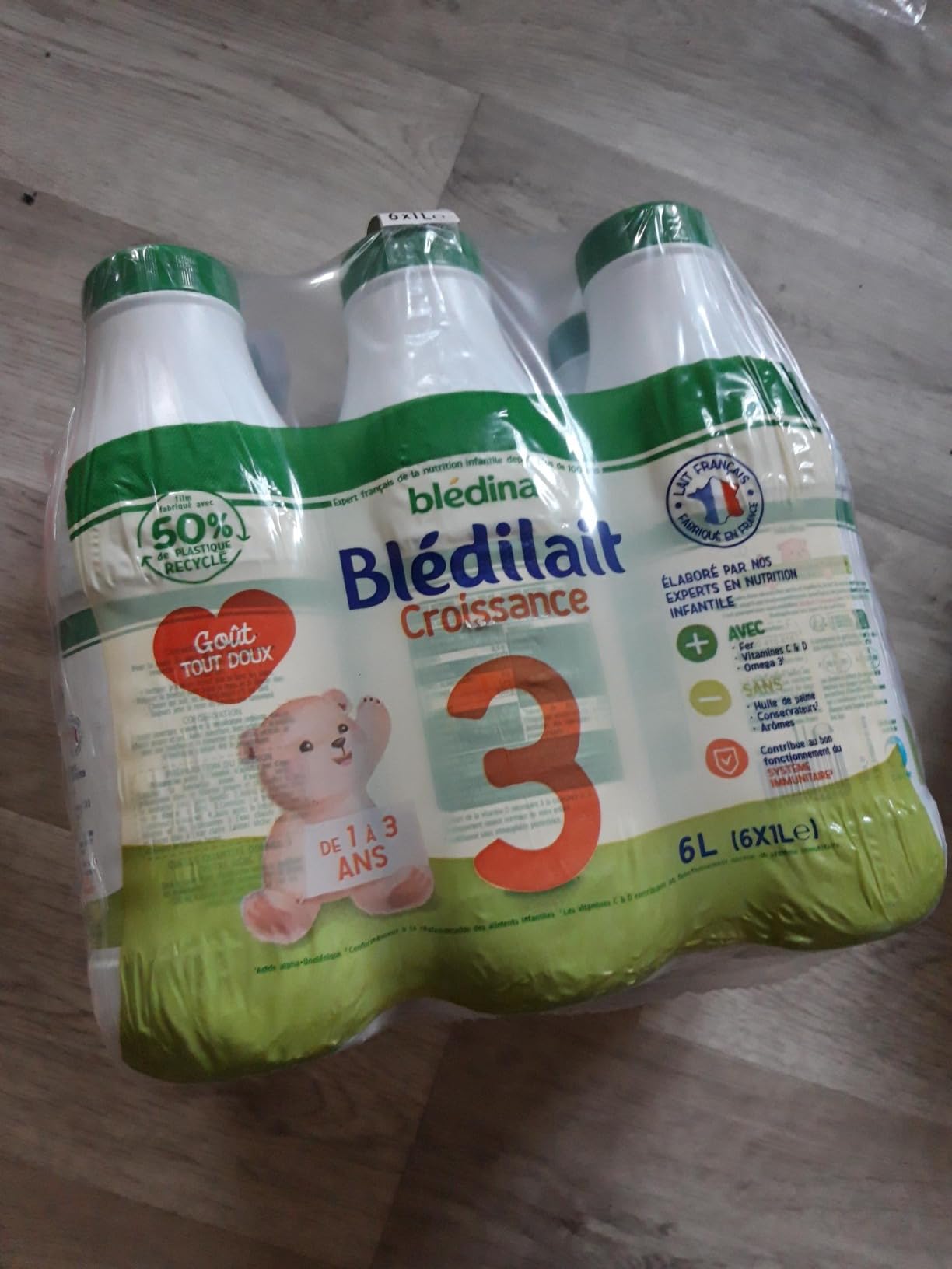 Gallia Blédilait Croissance lait bébé 1-3 ans 6x1L doux