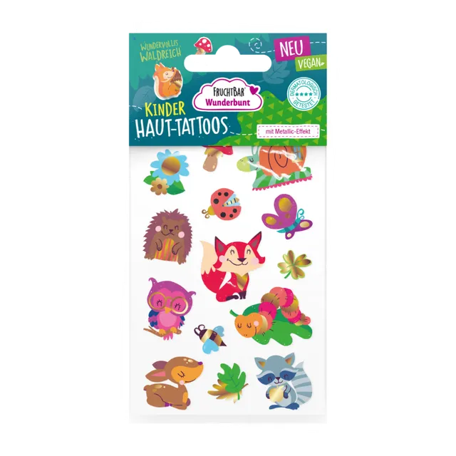 FruchtBar Hauttattoos Waldreich Tatouage Enfant Pièce Vegan 3 ans