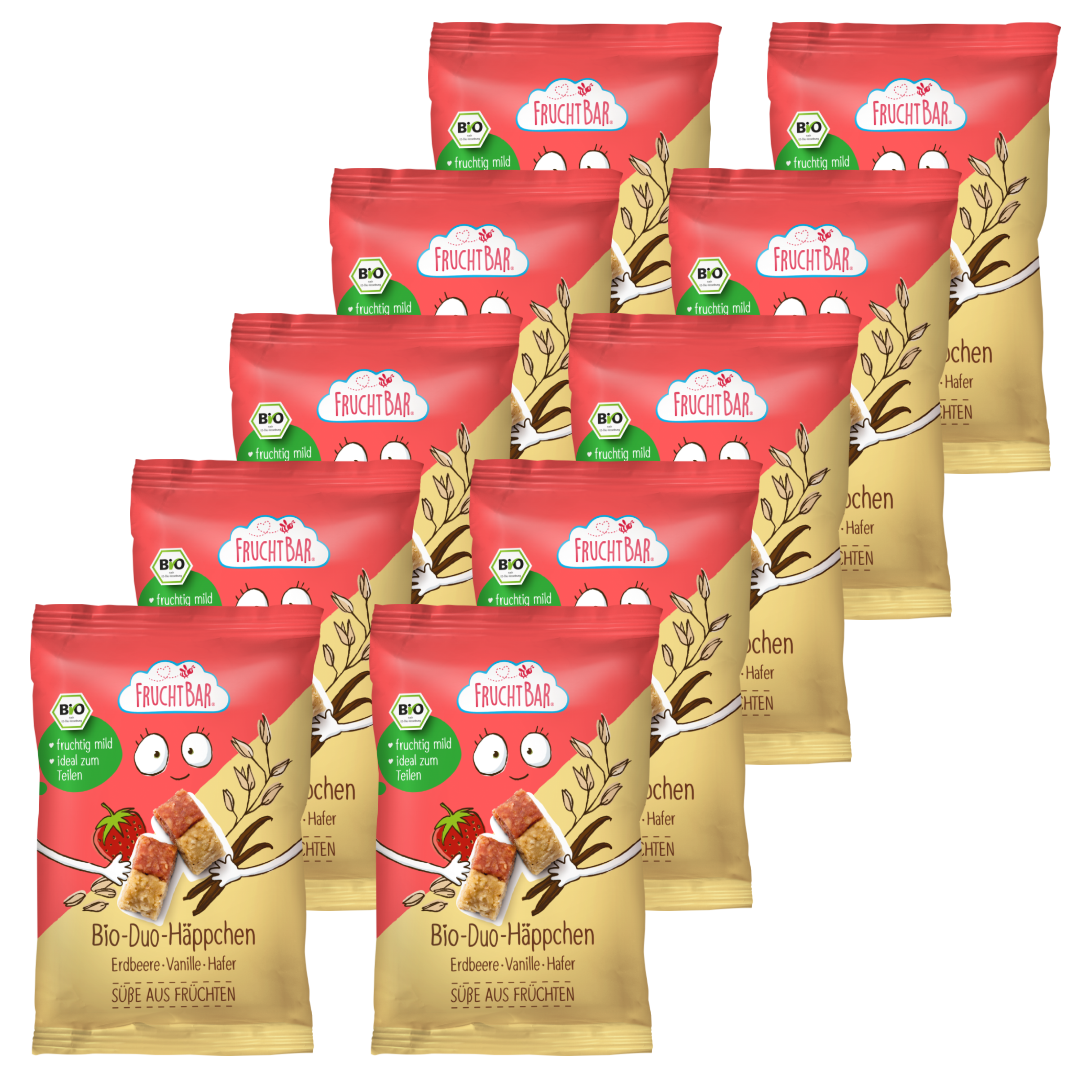 FruchtBar Bio Riegel Duo Häppchen barre avoine pomme fraise