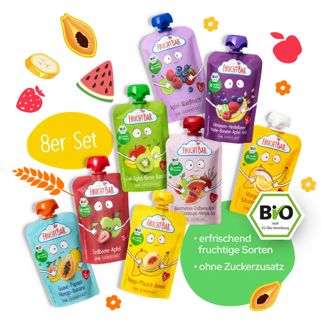 FruchtBar Bio Quetschies Gourde Bébé Été 6 Mois Sans Gluten
