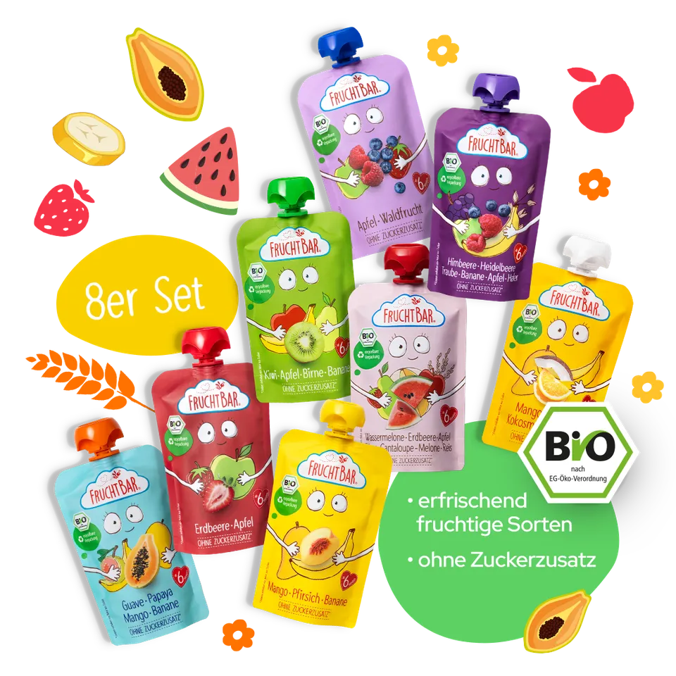 FruchtBar Bio Quetschies Gourde Bébé Été 6 Mois Sans Gluten