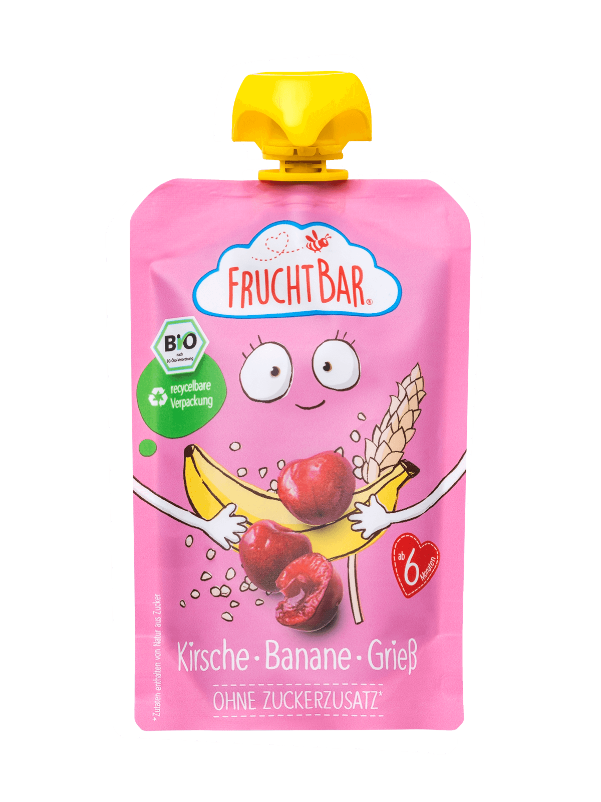 FruchtBar Bio Quetschies gourde cerise banane semoule
