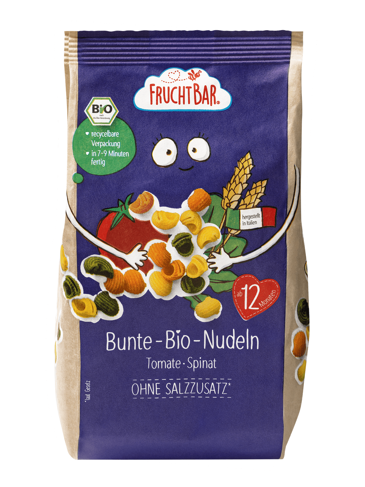 FruchtBar Bio Nudeln Pâtes Tomate Épinard à l'unité 12 mois