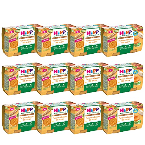 HiPP Biologique Pommes Abricots Blé Ancien compote bébé 6 mois lot 24