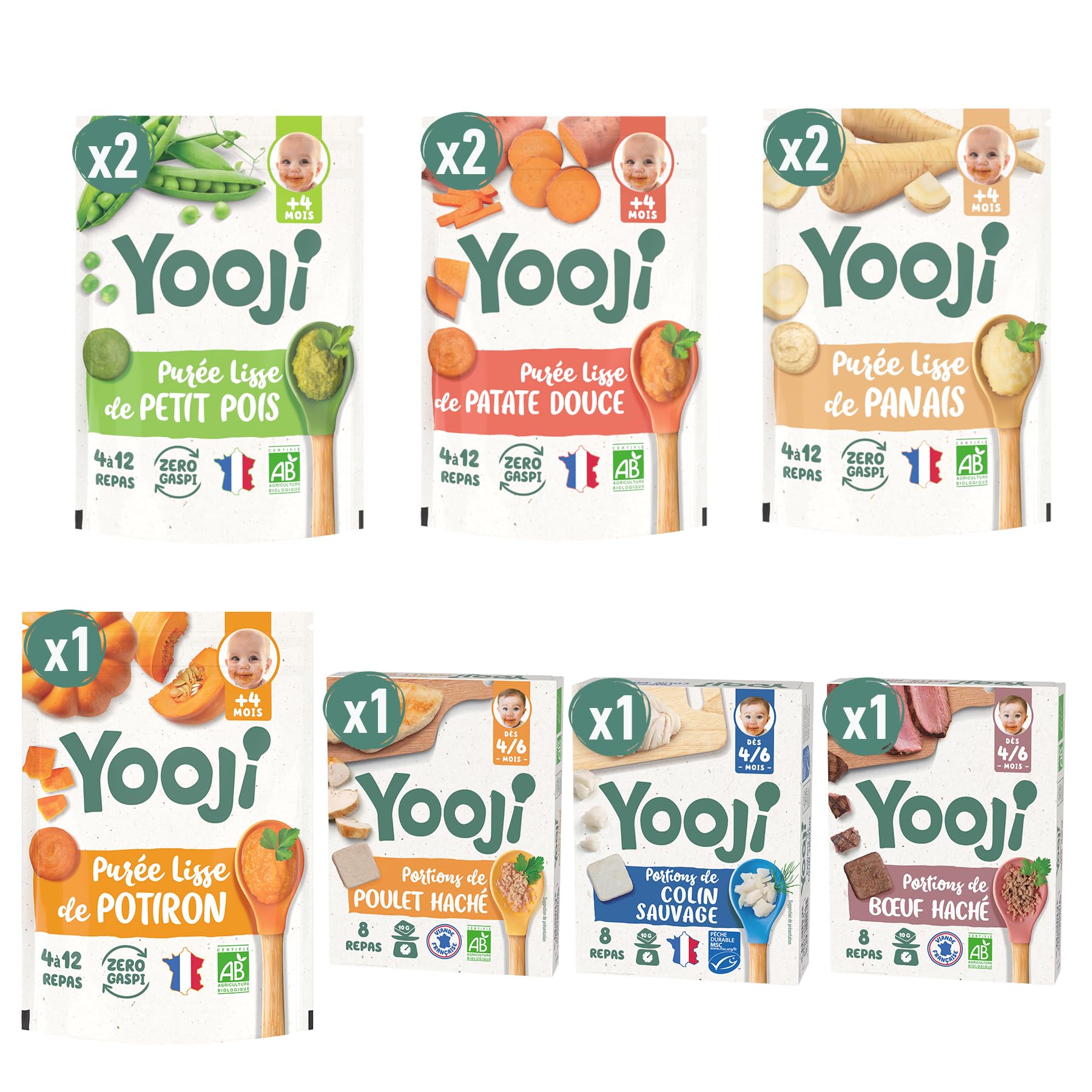 Yooji Purée Lisse Repas Bébé Bio 24 Repas 7 Variétés 6 Mois