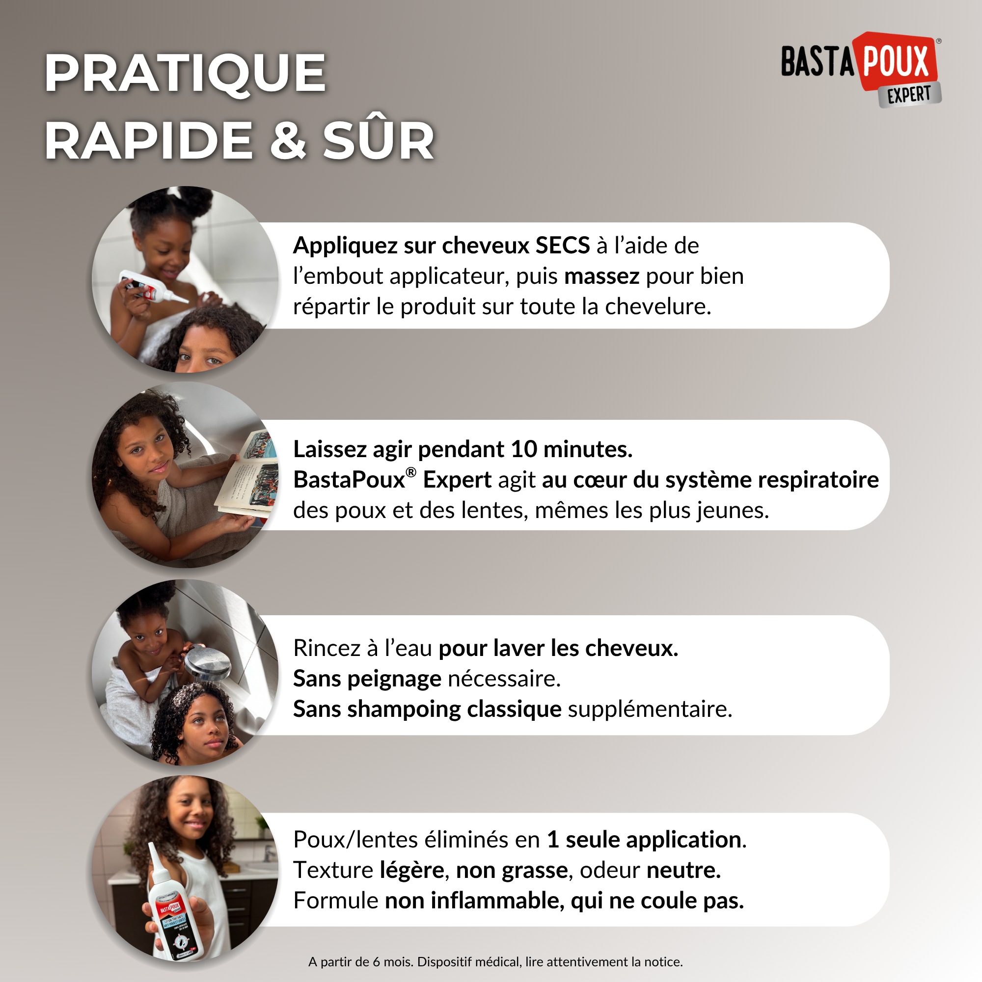 PediAct BastaPoux Expert Lotion 2-en-1 anti-poux 100 mL
