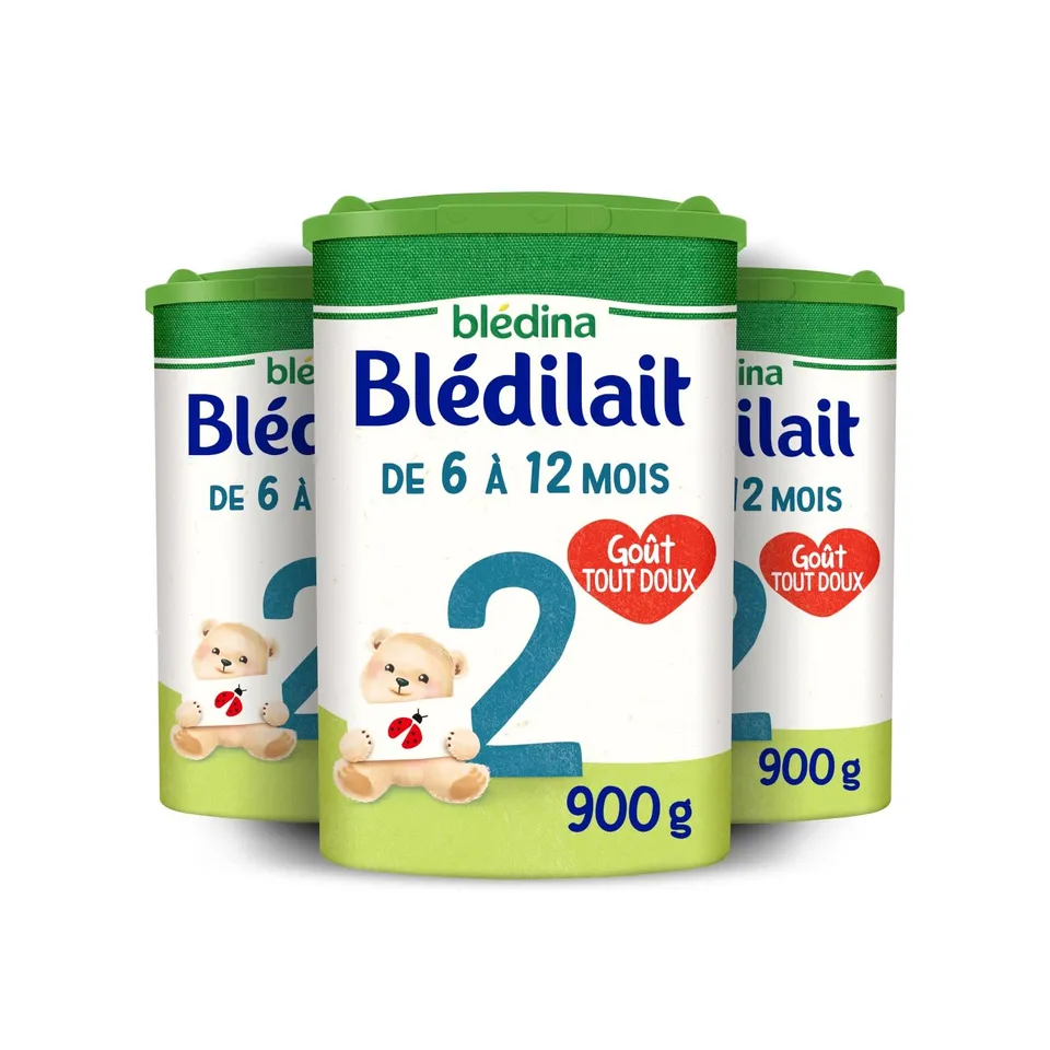 Blédina Blédilait 2 Lait en Poudre 6-12 Mois 900g x3 au DHA