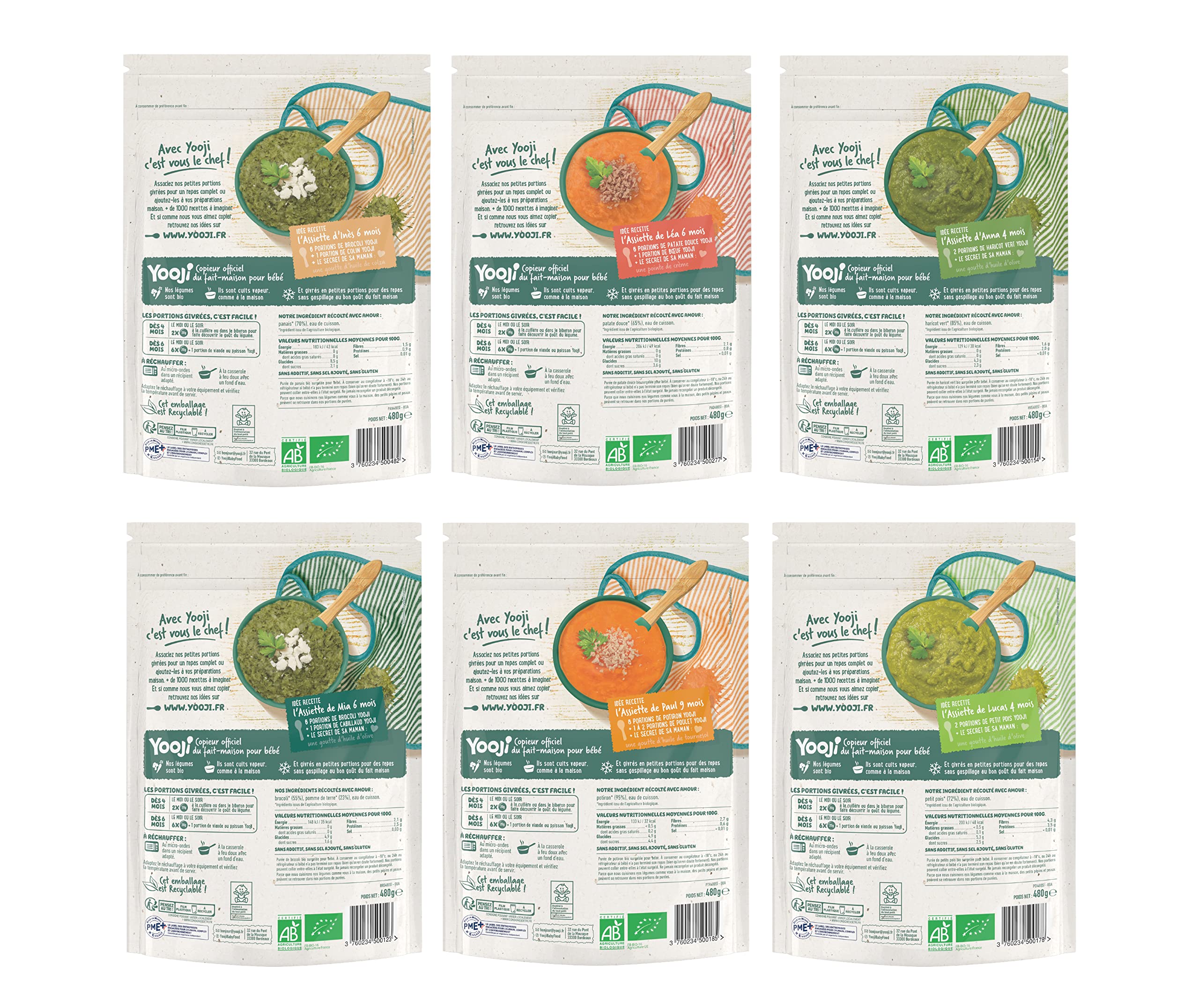 Yooji Purée lisse légumes bio bébé 32 repas surgelés