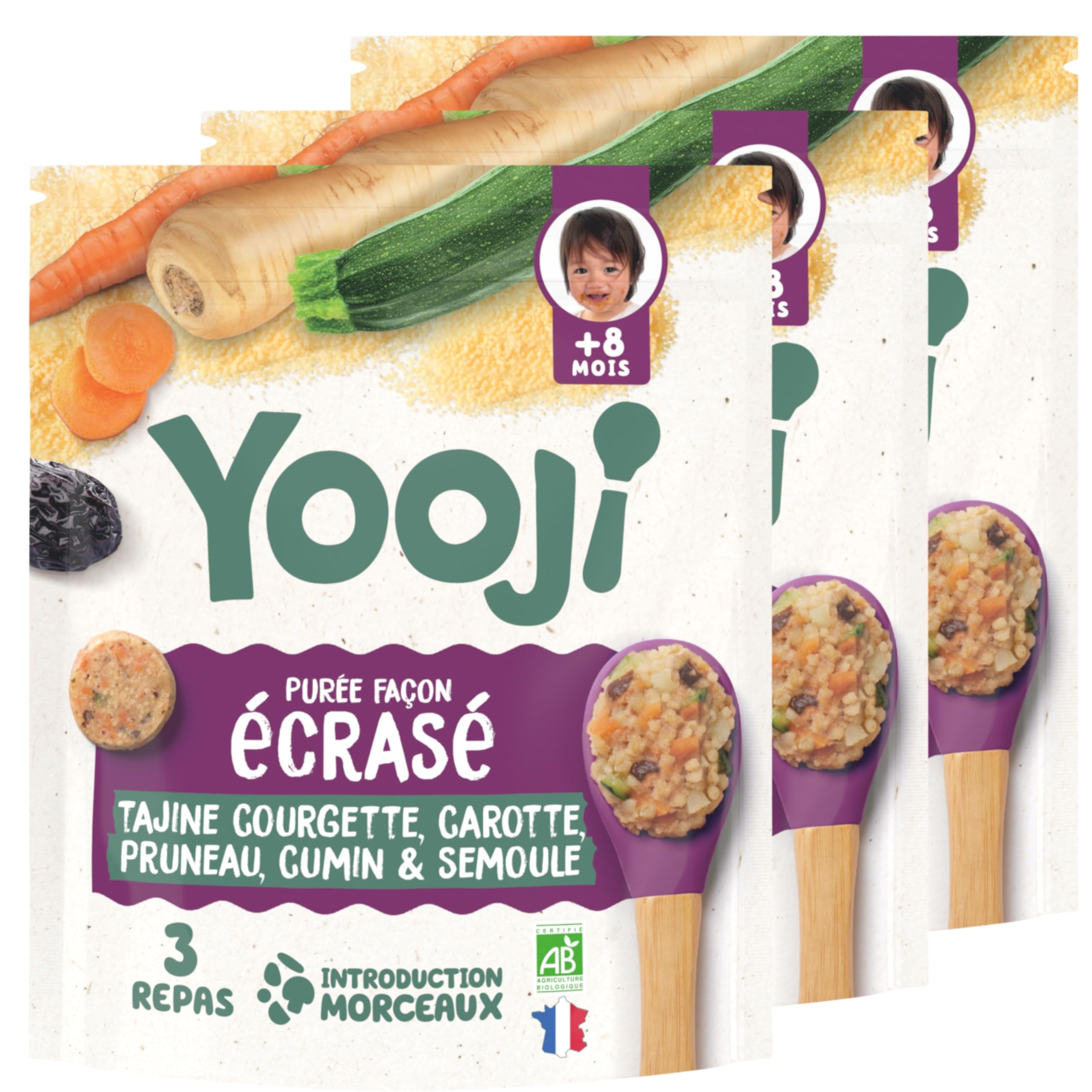 Yooji Écrasé Tajine purée bébé bio 8 mois 3x400g