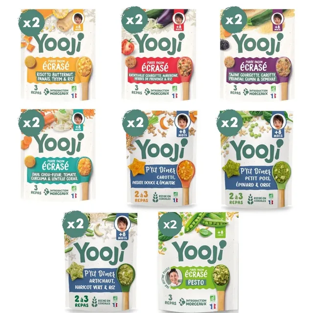 Yooji Écrasé purée bio 8 mois pack 48 repas surgelés