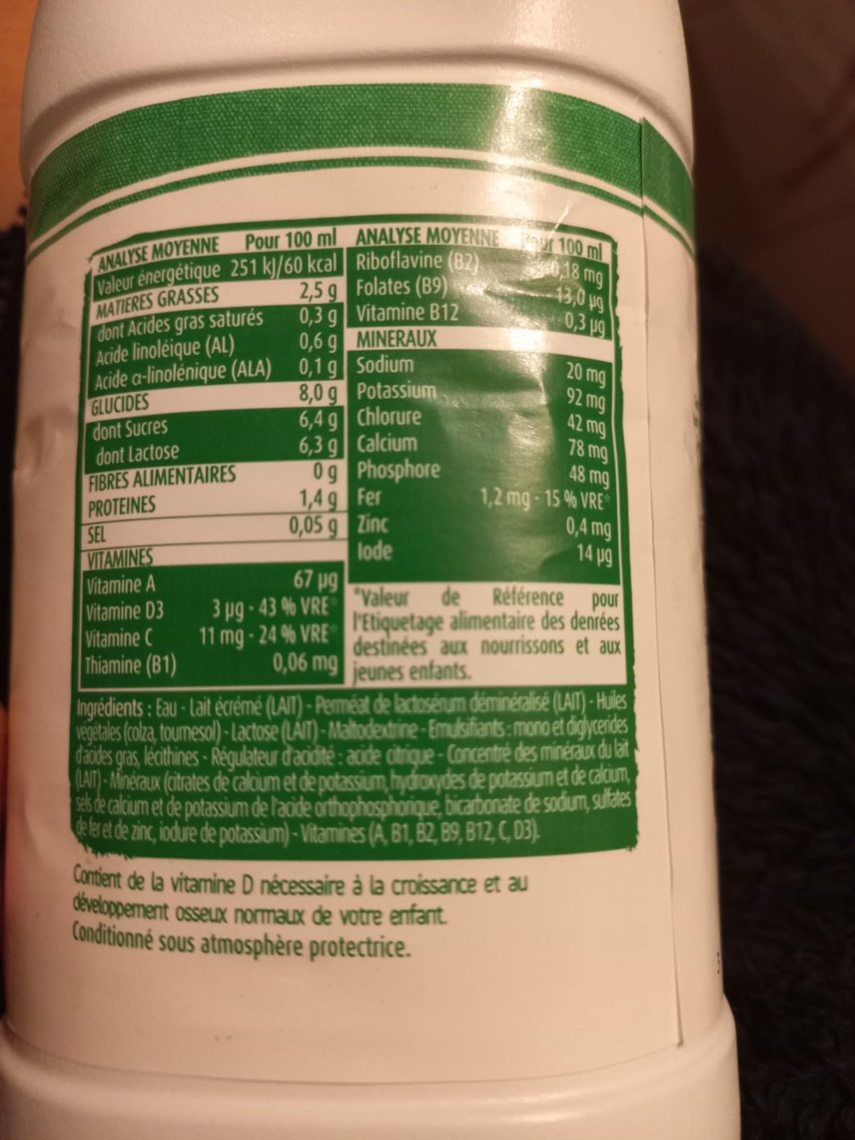 Gallia Blédilait Croissance lait bébé 1-3 ans 6x1L doux
